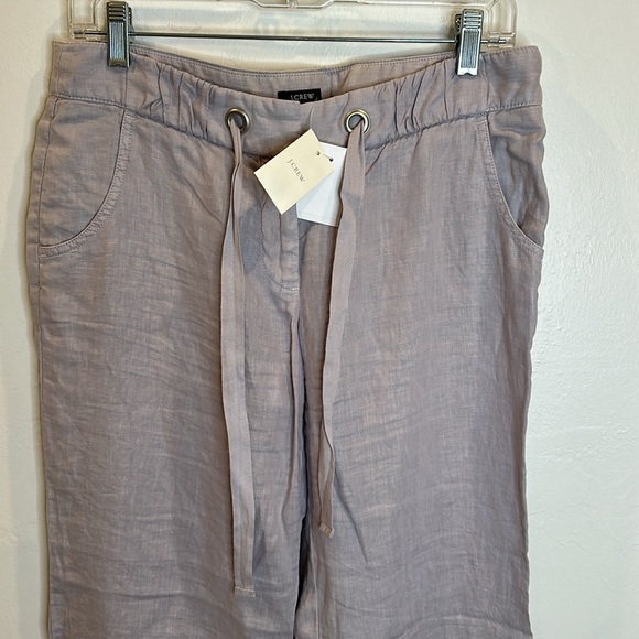 JCREW LINEN STRAIGHT LEG PANT CITY FIT DRAWSTRING WAIST NRW WITH TAGS SZ 6 - Picture 2 of 8